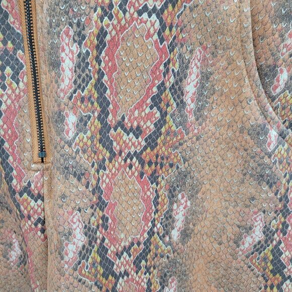 Wild Honey Romper Metallic Scuba Plunging V Daisy Dukes Snake Print Rust Sz M - Picture 12 of 12